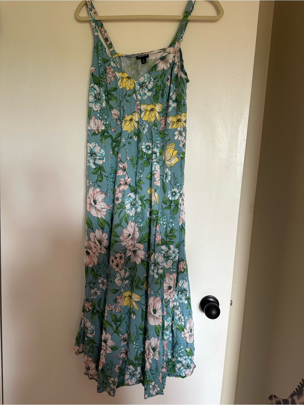 torrid Floral Maxi Dress in Teal with Pink and Yellow Flowers